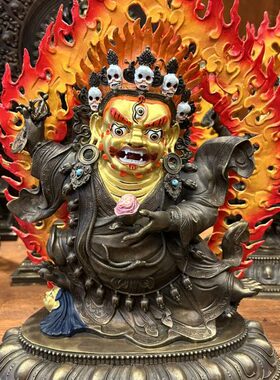 33CM纯铜青铜工艺二臂玛哈嘎啦东藏工艺