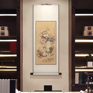 明清古画岁朝图中式卷轴挂画竖版餐厅书房装饰画玄关走廊过道壁画