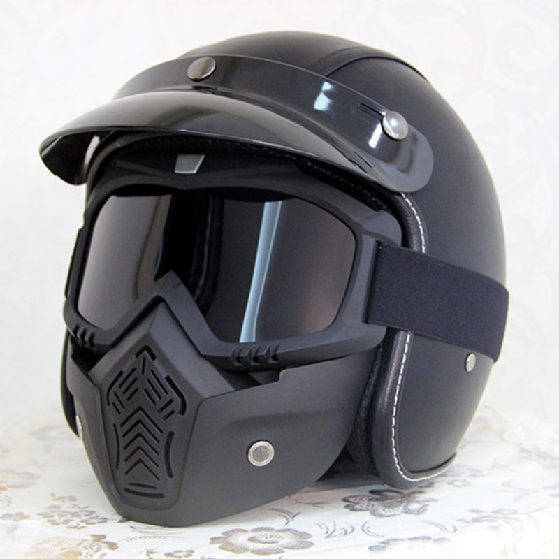 四季通用个性跑盔电动机车头盔半z盔 哈雷复古太子摩托车3/4头盔