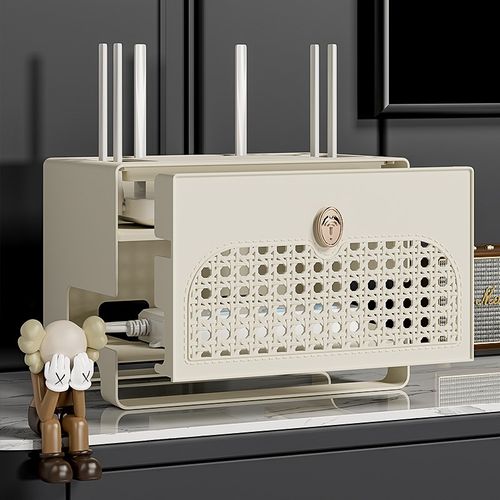 天鼠wifi路由器收纳盒子客厅电视机顶盒置物架排插座整理光猫放置