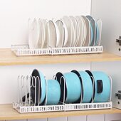 爱拾家铁艺多层可调节厨房置物架锅盖架多功能伸缩桌面锅架