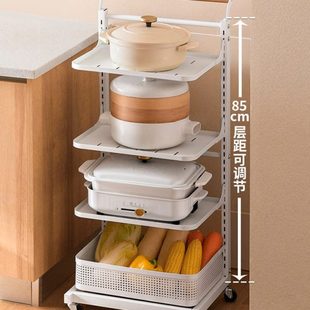 储物篮微波炉锅具收纳架子 厨房置物架小推车家用懒角落多层落地式