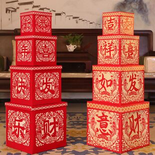 新年春节礼盒装饰品摆件橱窗道具酒店商场银行布置用品堆头礼物盒