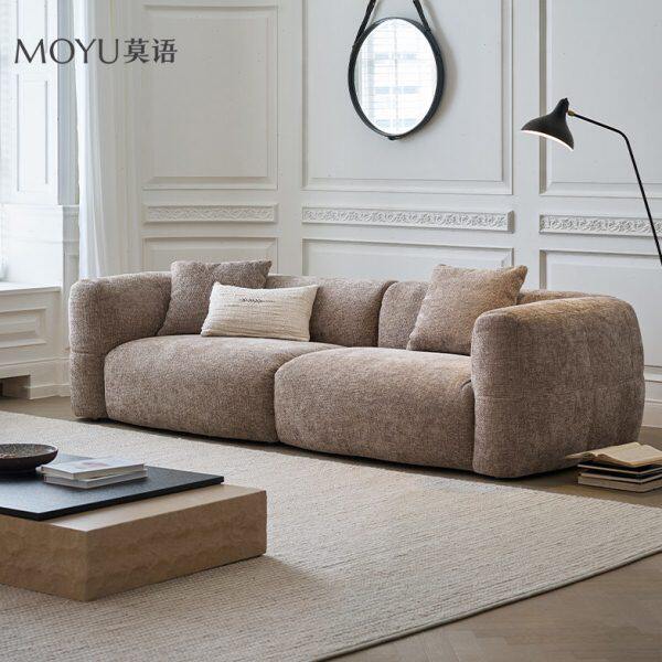 莫语MOYU/大白沙发 小户型法式复古棕色奶油风别墅大平层布艺沙发