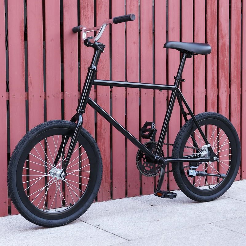 死飞自行车20寸爆m改装男女学生翘头动作把非实心胎橄榄链网红单