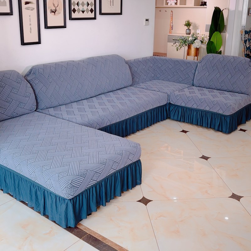 全包纯色加厚弹力沙发套无扶手组合贵妃中式格子现代X简约可拆洗