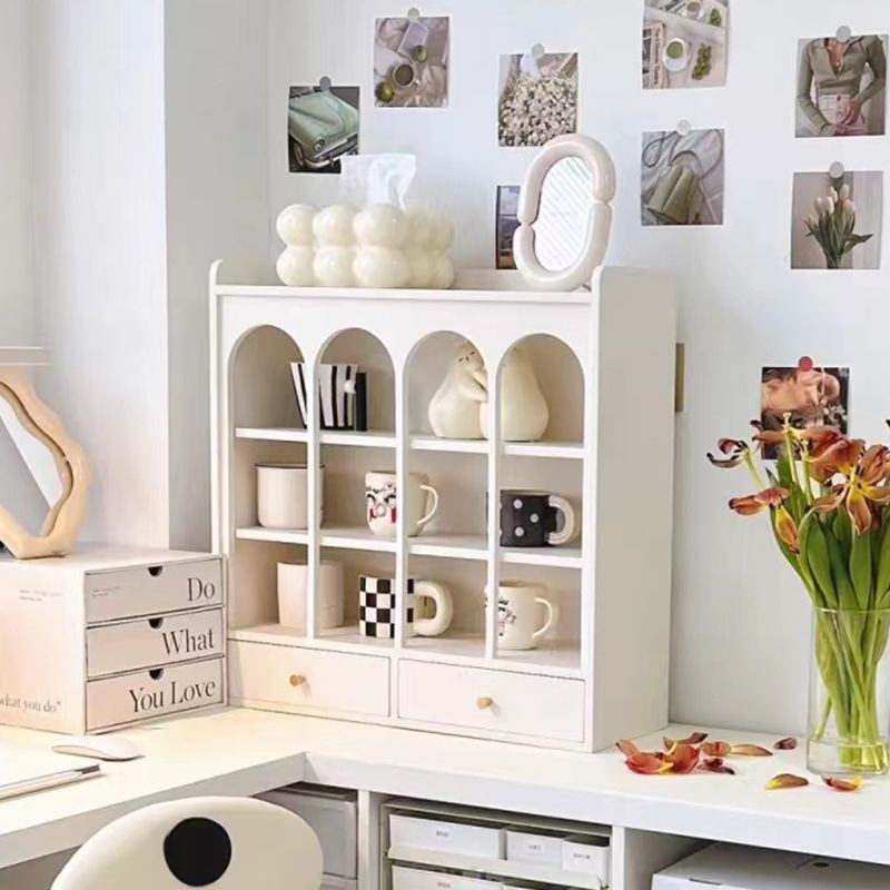 杯子收纳置物架白色杯架客厅收纳多宝H格桌上面置物架杯子展示架