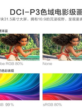 KC 31.5英寸4k高清微边框办公低蓝光不闪屏台式电脑显示器3252