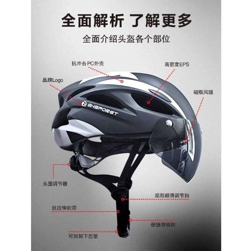 GSPOE骑行头盔磁吸式风镜通风男女通用户外运动安全帽透气夏季