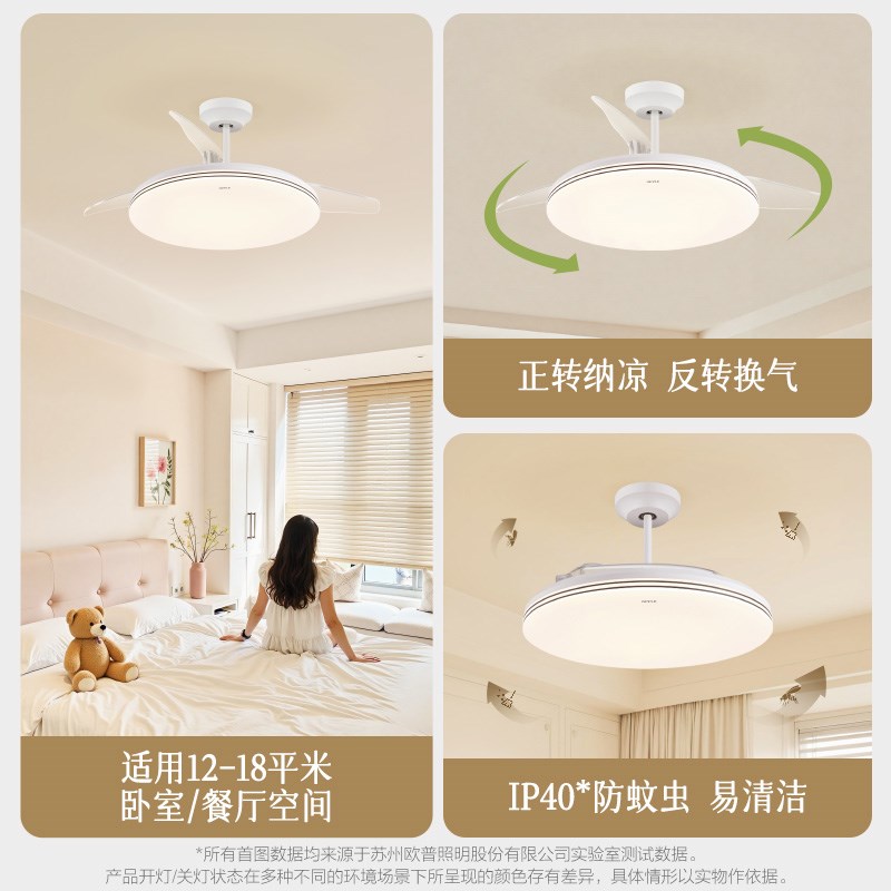 风扇灯客厅餐厅卧室灯吊扇灯家用吊灯简约电扇灯具FS