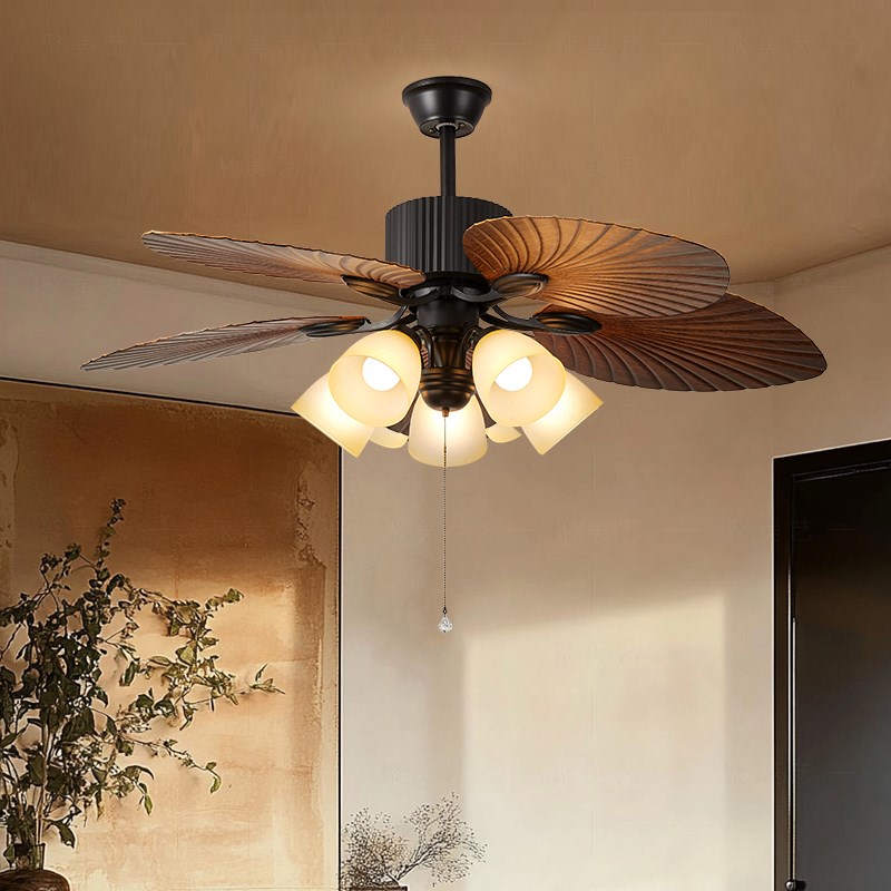 高端大气高级客厅饭厅静音胡桃木法式覆古风扇灯美式诧寂风吊扇灯