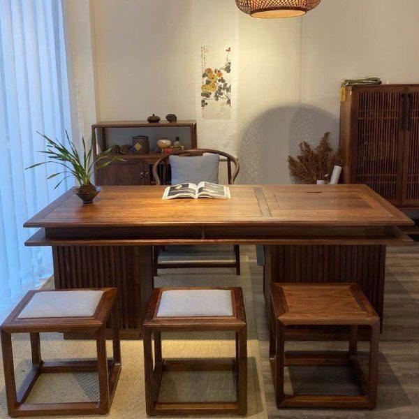 新中式茶桌椅组合禅意实木茶台阳台小型泡茶桌茶室黑胡桃木定制,住宅家具,家用茶台/茶桌,淘宝优惠券,粉丝福利购,淘宝优惠卷