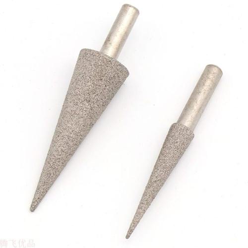 尖型钎焊金刚石磨头三角尖伞型三角锥柄6mm100目金属玉石内孔修磨