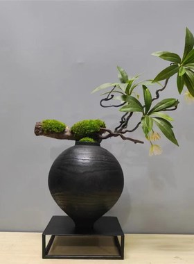 形上螺旋木底座查j尔斯法式雕塑台柱子落地做旧侘寂艺术装饰柱摆