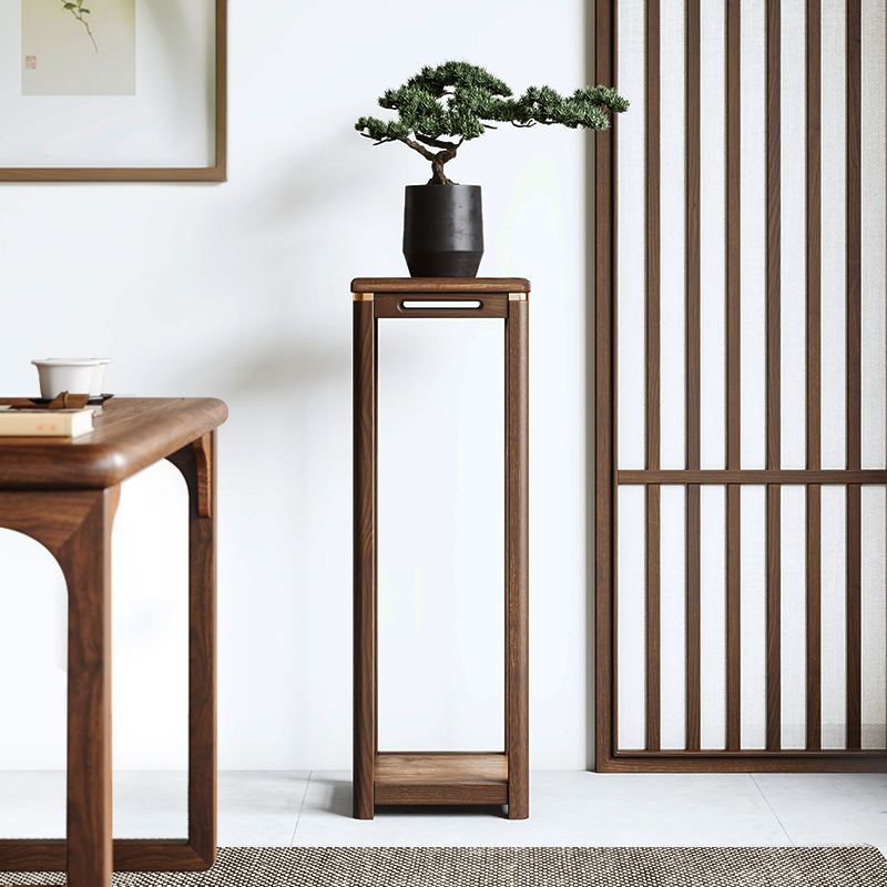 胡桃木花几客厅实木新中式花架室内花台禅意茶室阳台X置物架盆景