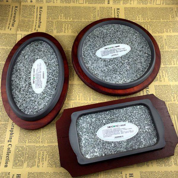 商用石板烧圆形烤肉石盘方形岩石烧煎牛肉铁板烧餐厅牛扒盘带木板