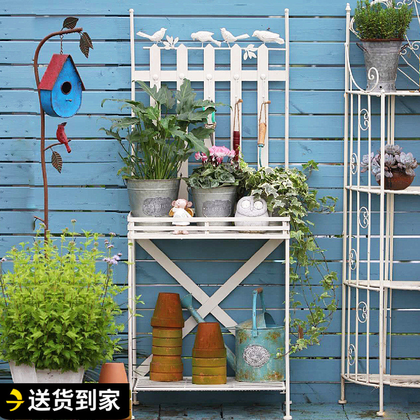 花架户外庭院铁艺爬藤壁挂多层靠墙落地式花园阳台布置装饰置物架