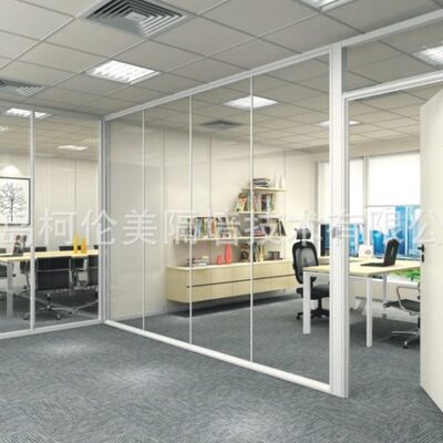 办公室858483 款百叶磨砂玻璃隔断90108隐框内钢外铝酒店活动隔断