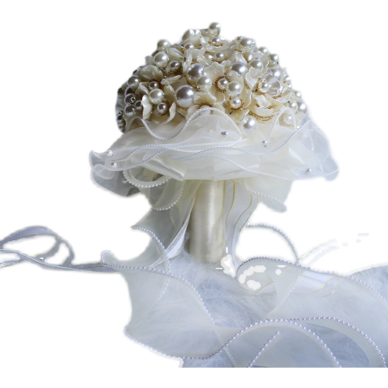 珍珠奢华手捧花手拿花送闺蜜朋友结婚礼物婚庆品重工贝壳新娘捧花