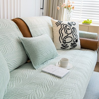 秋冬毛绒沙发垫网红奶油风防猫抓皮沙发套罩布艺沙发盖布巾防滑垫