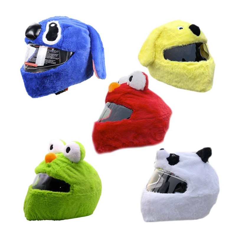网红摩托车头盔保护套霸气炸街毛绒头盔罩全盔个性卡通头套搞怪佬