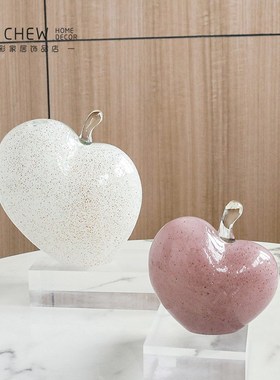 现代轻奢白色g紫色苹果玻璃摆件精致送礼佳品客厅玄关办公桌电视