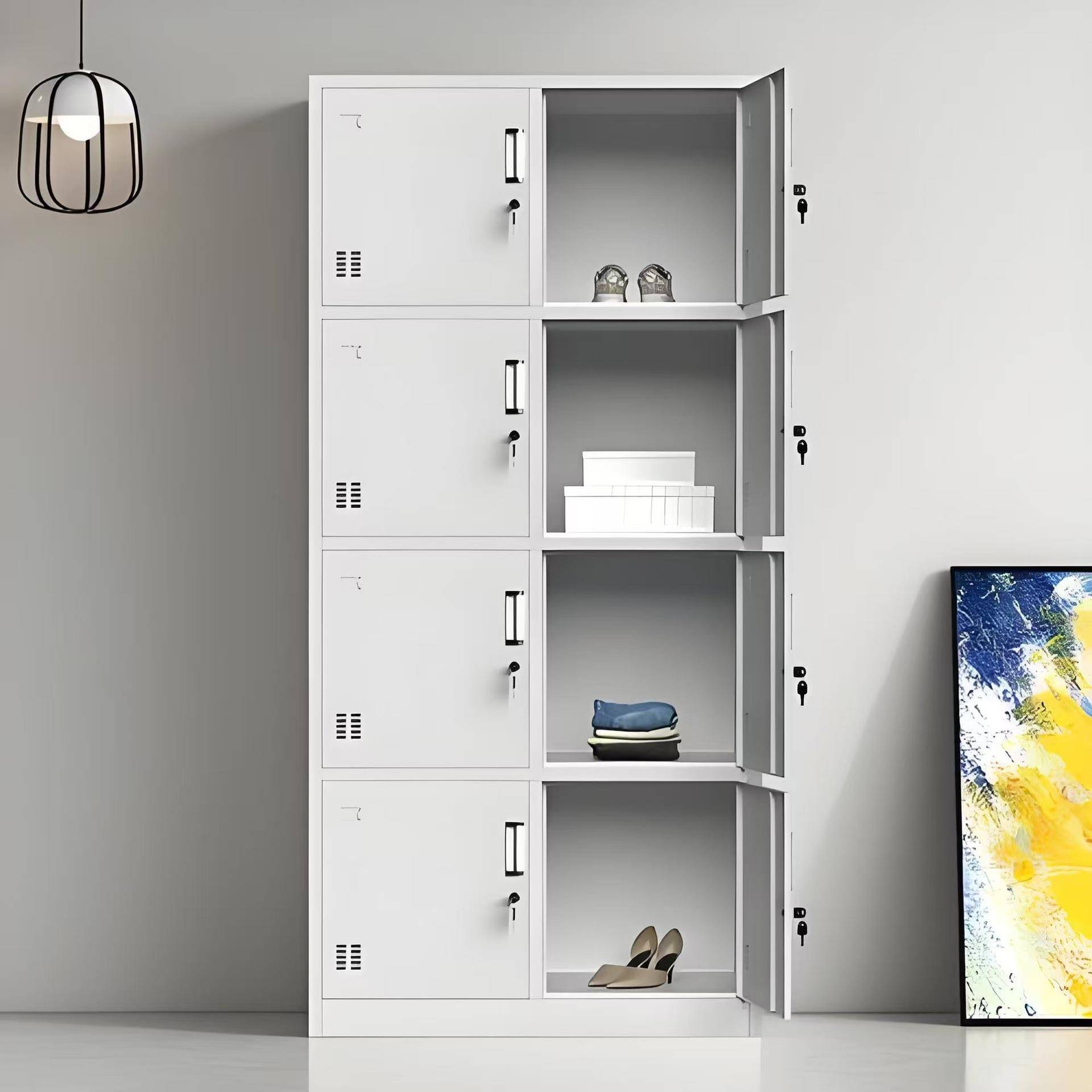 河北钢制八门更衣柜8门员工柜铁皮储物柜浴室更衣柜耐用