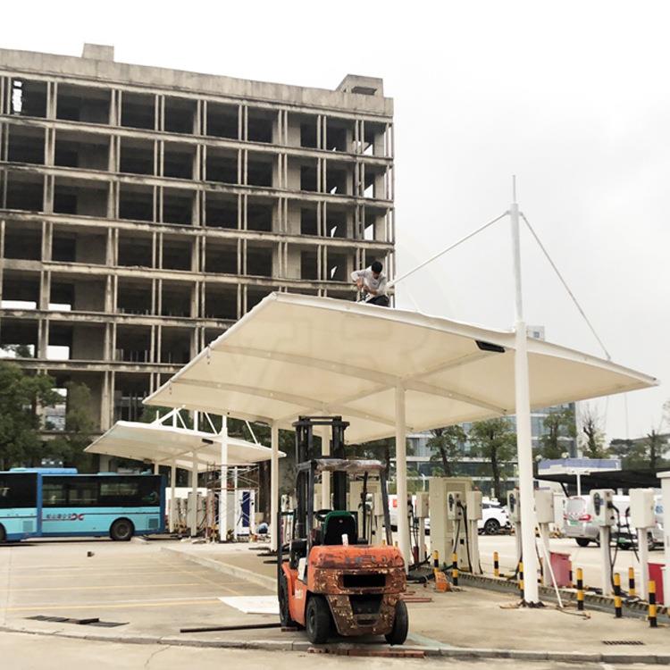 东莞汽车膜结构车棚膜结构大巴充电桩雨棚钢架材料加工