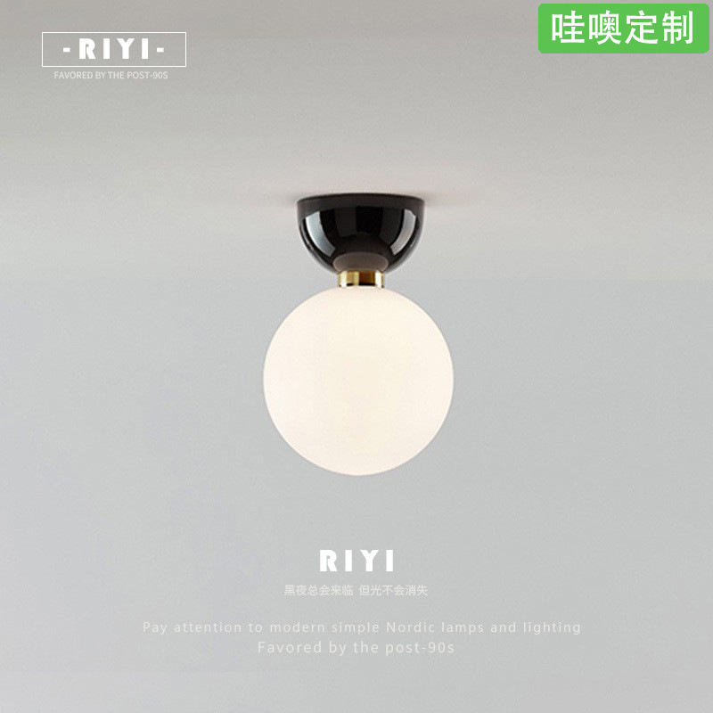 【哇噢】过道吸顶灯入户玄关设计师北欧玻璃球艺术衣帽间吸顶灯