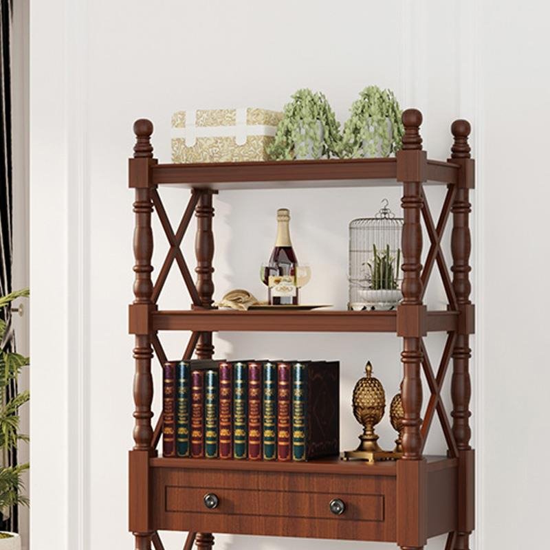 9C美式书架实木置物架小户型创意复古书柜家用多层客厅隔断柜子欧