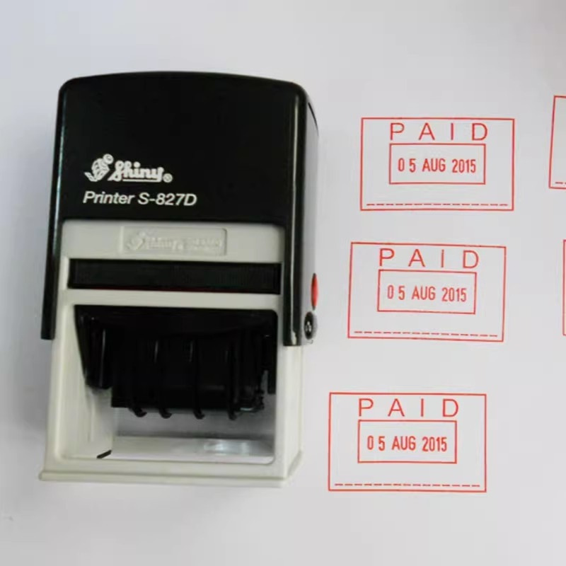 台湾新力S-827D长方形回墨日期印章自动出油日期可调50x30mm包刻