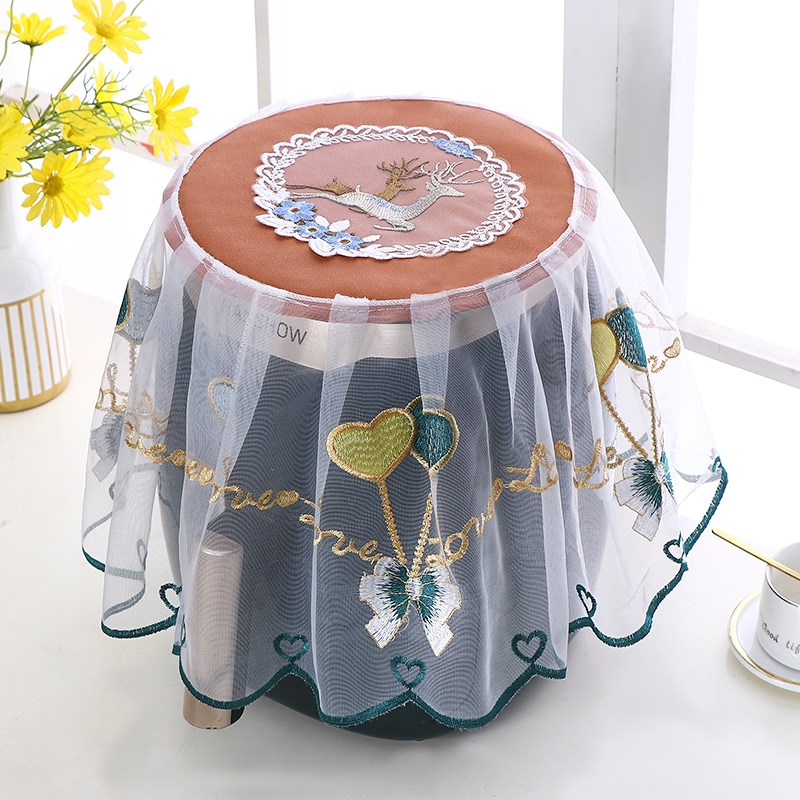 空气炸锅罩防尘套通用厨房小电器盖布罩刺绣蕾丝家用电Y饭煲盖巾