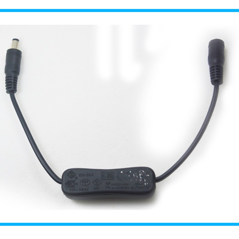 摄影补光灯LED开关线DC5.5*2.1公母插头延长线 带304开关电源监控