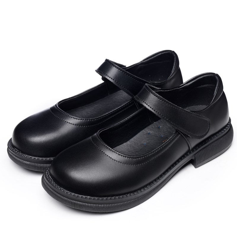女童加宽皮鞋春秋小学生黑色真皮儿童软底女孩校园英伦演出鞋子