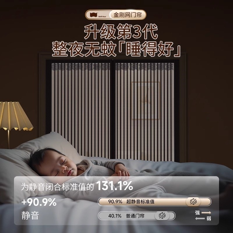 防蚊门帘2025新款夏季家用金刚纱网隔断帘自粘磁吸全磁条纱帘纱窗