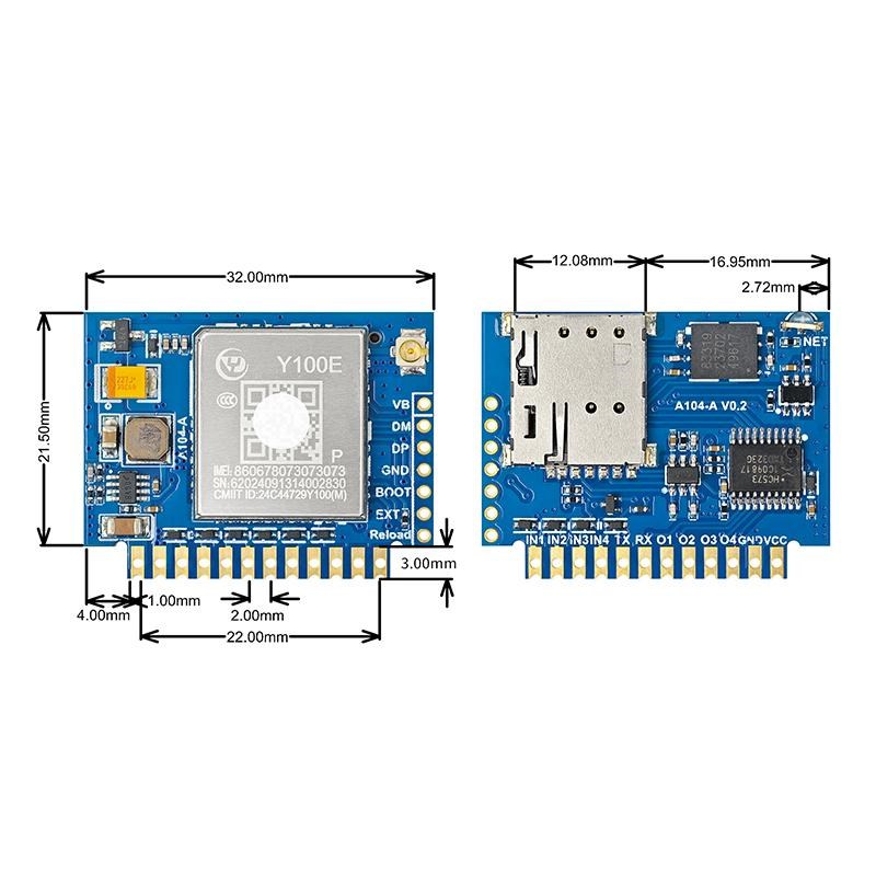 4G输入报警智能开关4路GPIO输入输出继电器小程序远程控制核心板