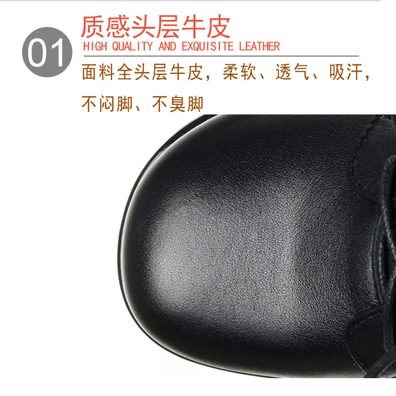 黑色系带皮鞋女款高跟鞋粗跟单鞋真皮女鞋中年女士软底妈妈鞋舞鞋