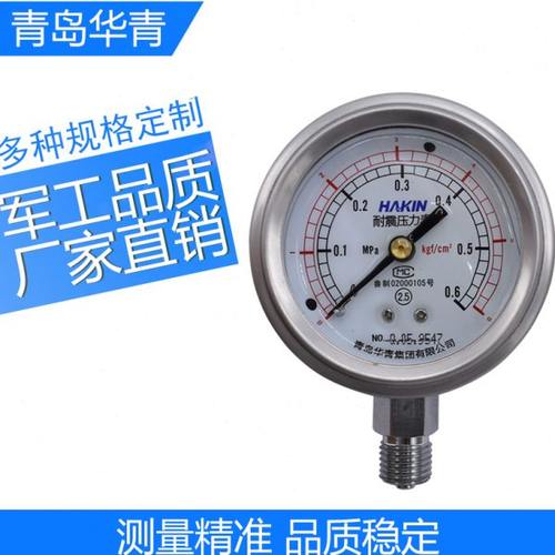 HAKIN青岛华青耐震压力表抗震压力表不锈钢耐震压力表耐振表YTN60