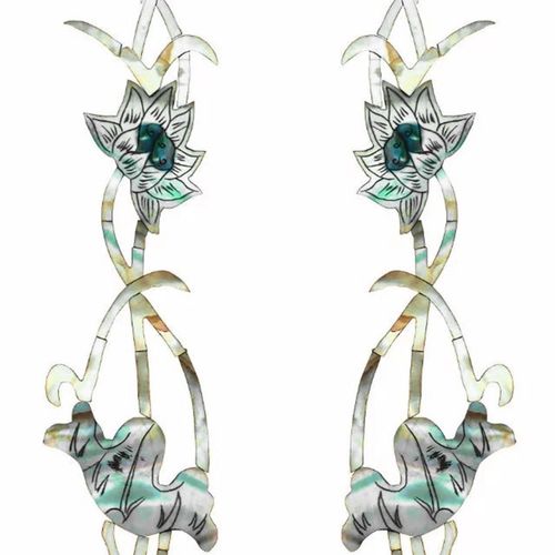 大盟中国风花鸟复古家具水移画仿螺钿贴纸乐器古筝面板水转印贴画