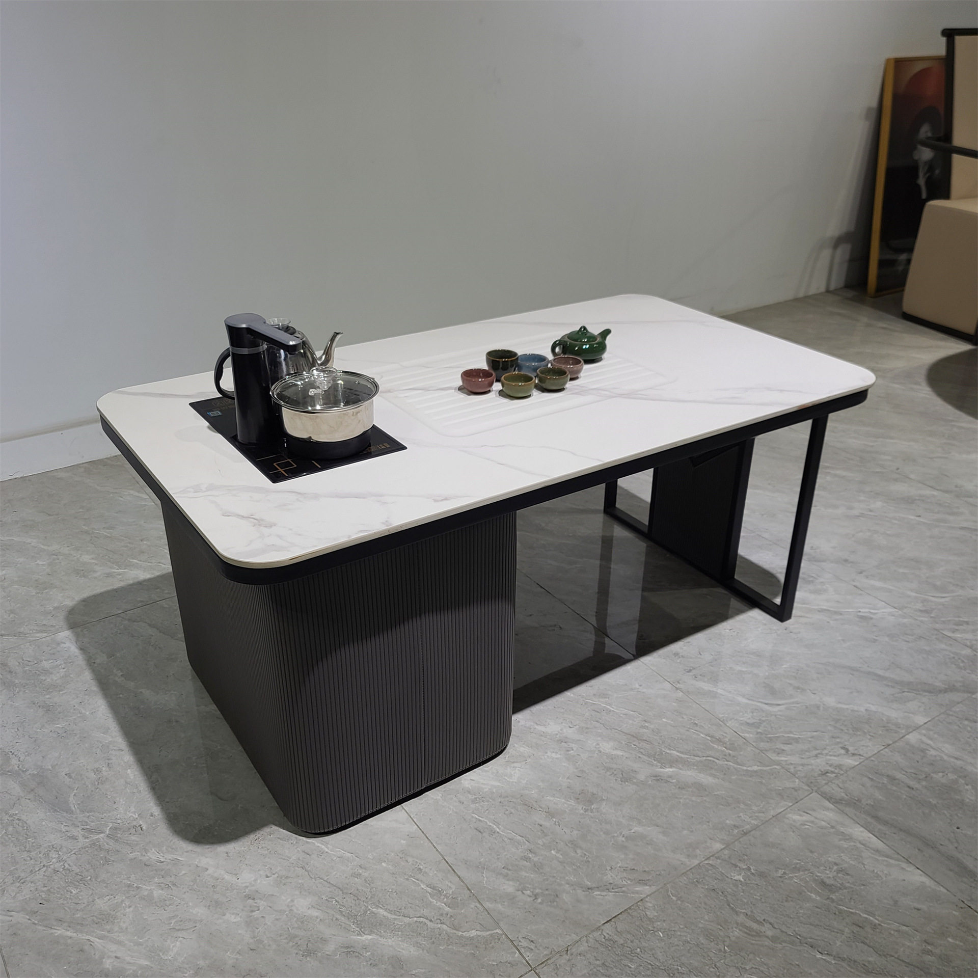 办公室茶几 简约现代实木茶几 泡茶茶几 深圳不锈钢黑色茶几