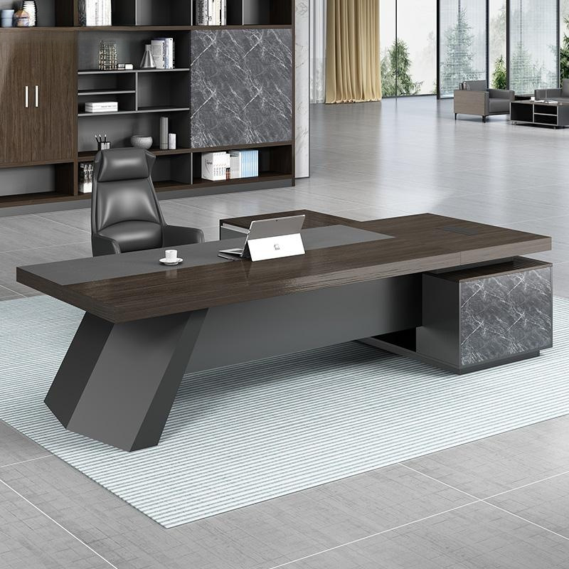 现代简约大理石老板单人位办公桌总裁经理电脑桌椅组合办公室家具