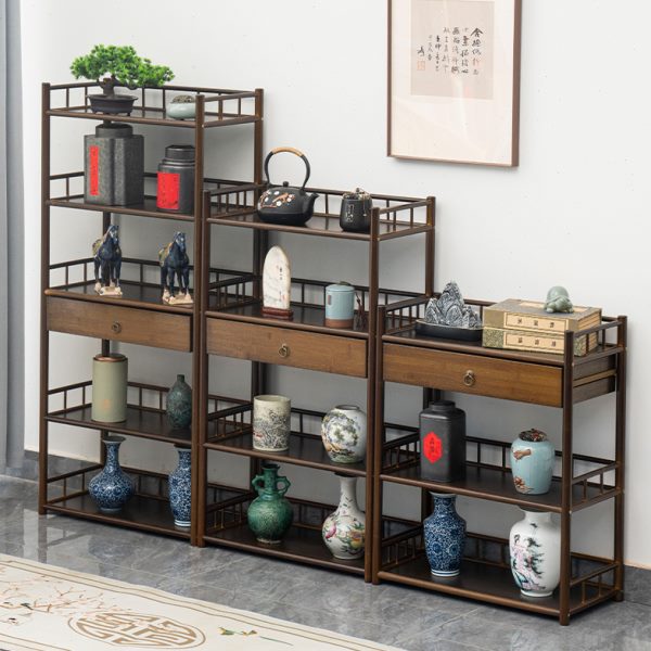 新中式博古架茶架展示架实木客厅隔断多宝阁茶具茶叶茶柜置物架子