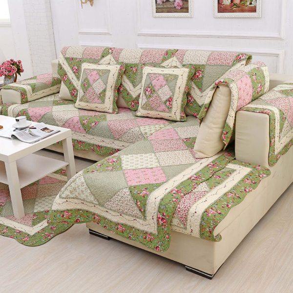 田园全棉绗缝拼布沙发垫椅子坐垫防滑垫子汽车垫飘窗垫沙发巾包邮