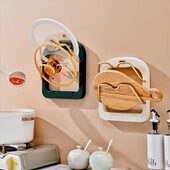 免打孔锅盖架壁挂厨房置物架菜板放置架收纳用品大全神器砧板架子