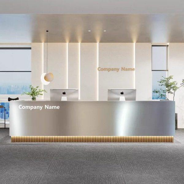 简约现公司前台接待台理发店美容院收银台网红不锈钢前台吧台桌,商业/办公家具,接待台,淘宝优惠券,粉丝福利购,淘宝优惠卷