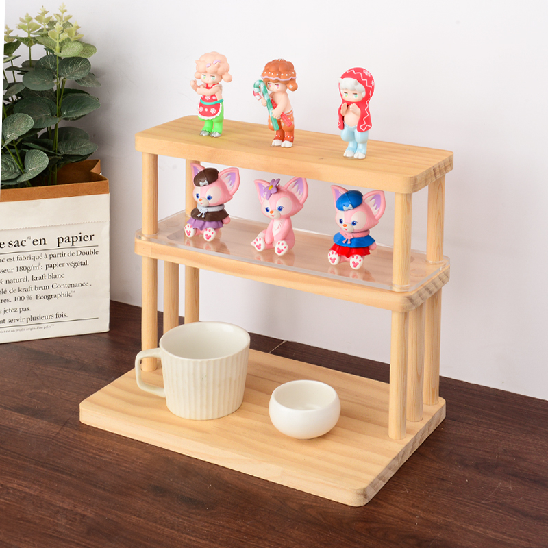 桌面置物架松木学生宿舍收纳简约现代杂J物整理多功能展示架多层