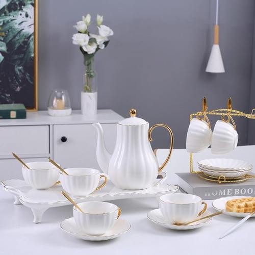 欧式茶具咖啡杯碟套装简约骨瓷杯碟奢华下午茶具英式套装茶壶家用