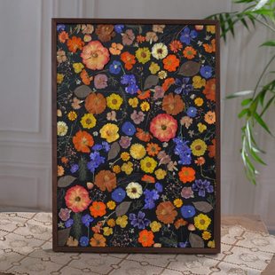 压花植物标本装饰画 押花相框挂画 创意个性手工礼物干花相框黑底