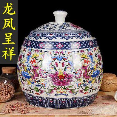 家用陶瓷米缸米桶带盖20斤30斤50斤油罐茶叶水缸面缸腌肉泡菜坛子