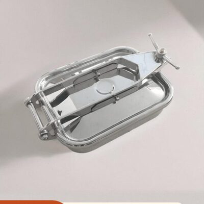 304不锈钢长方形人孔卫生级矩形反应釜快开式手孔快速锁紧罐盖子